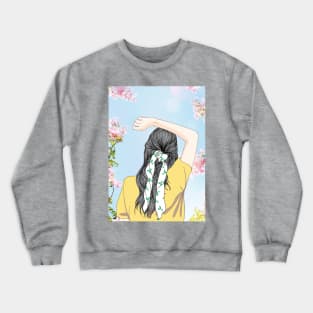 Bandana Girl Arm On Head Crewneck Sweatshirt